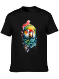 Parrot Graphic Print Black T-Shirt