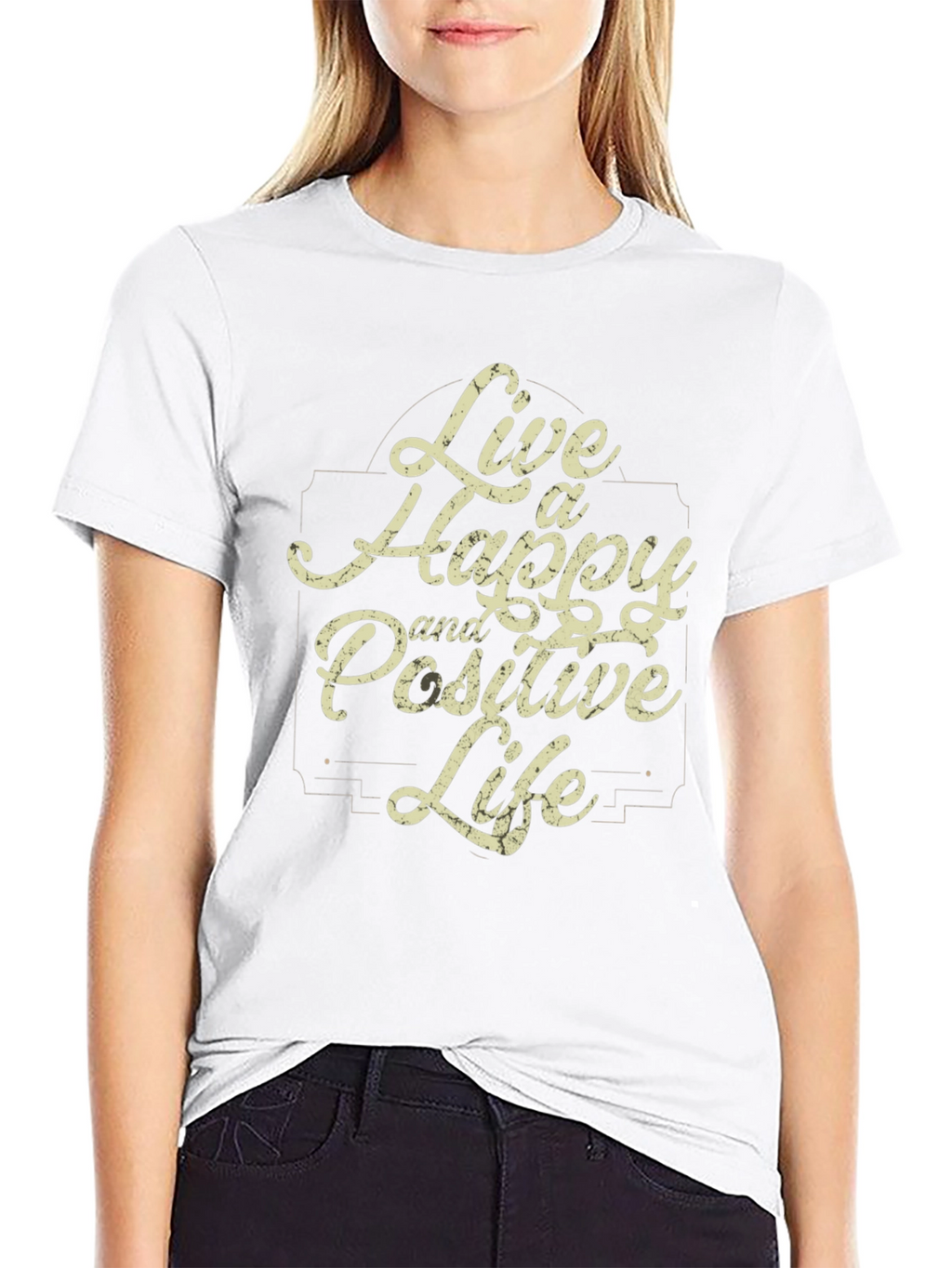 Live a Happy and Positive Life Black T-Shirt