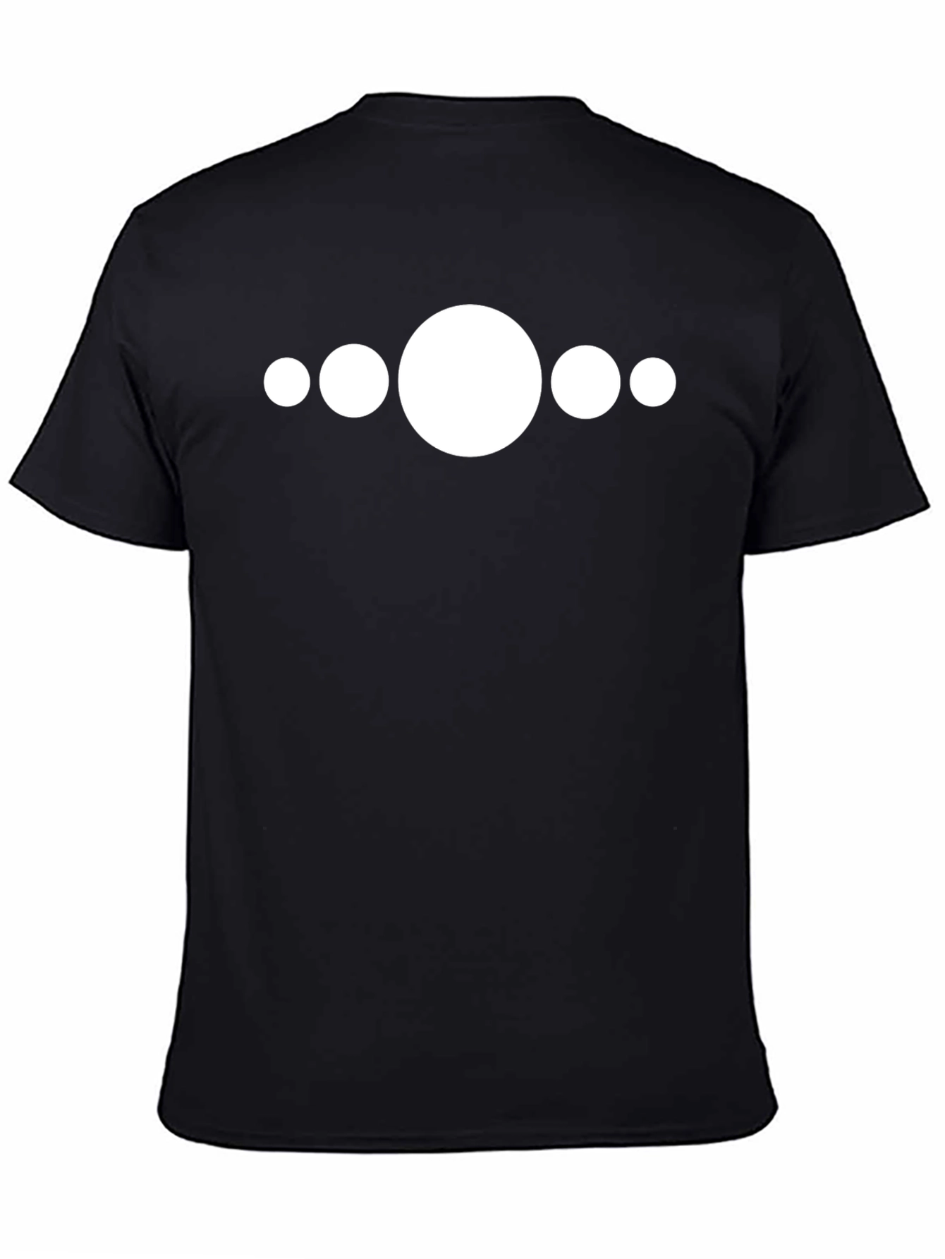 Minimalist White Circle Design Black T-Shirt