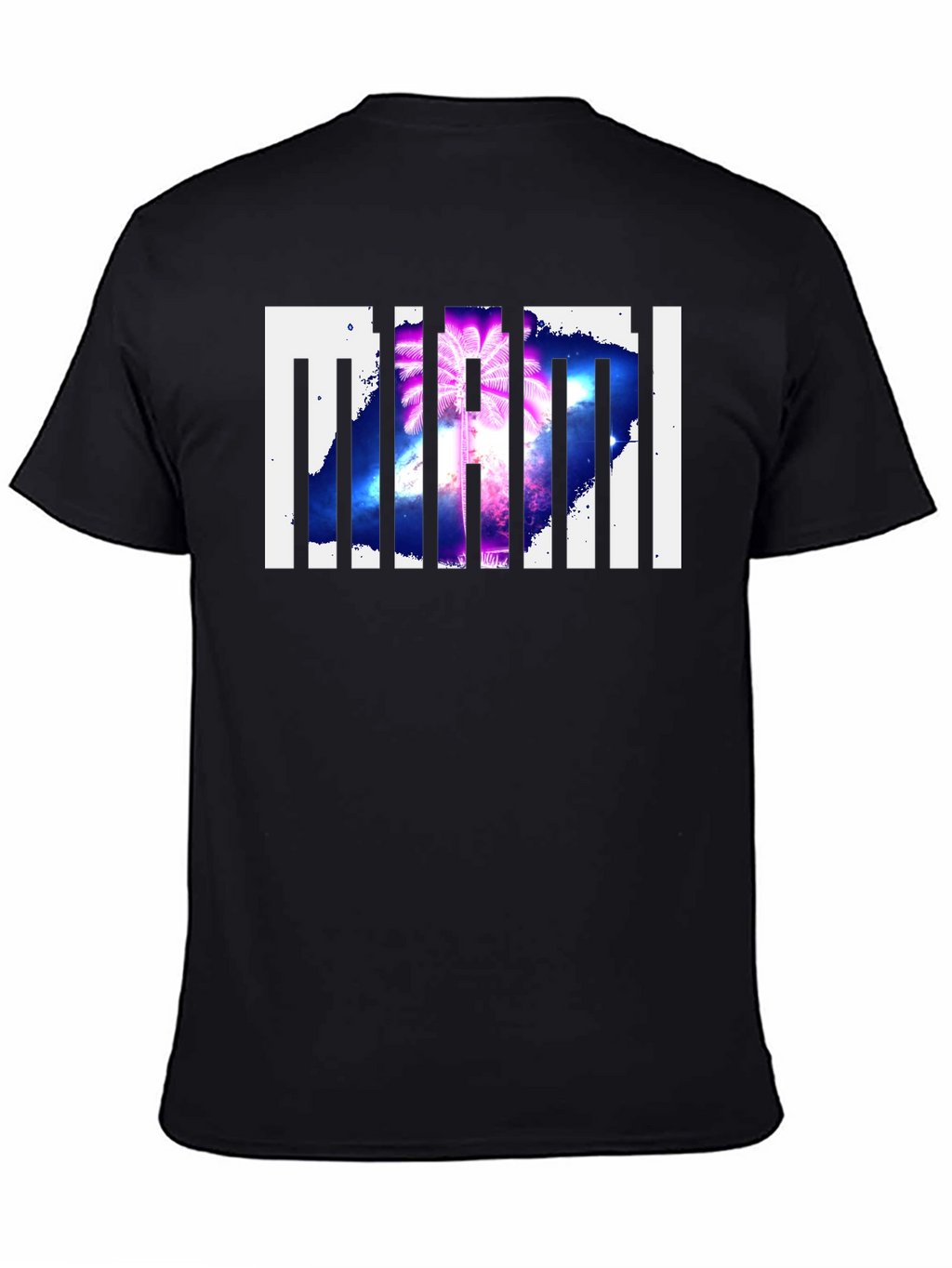Miami Palm Tree Graphic Print Black T-Shirt