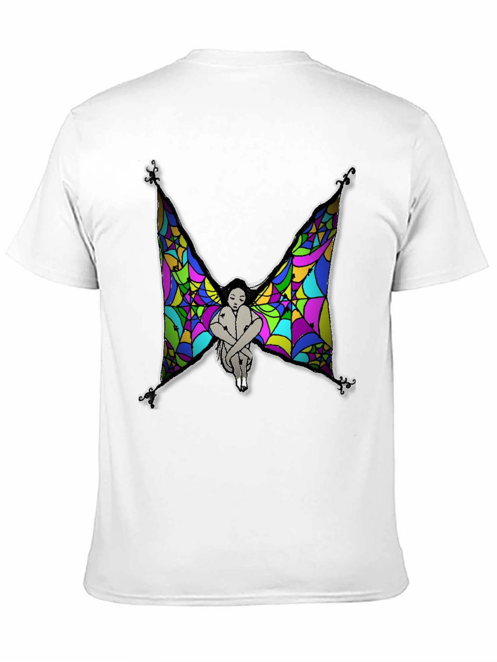 Mens Fairy Wings Graphic Print Black T-Shirt