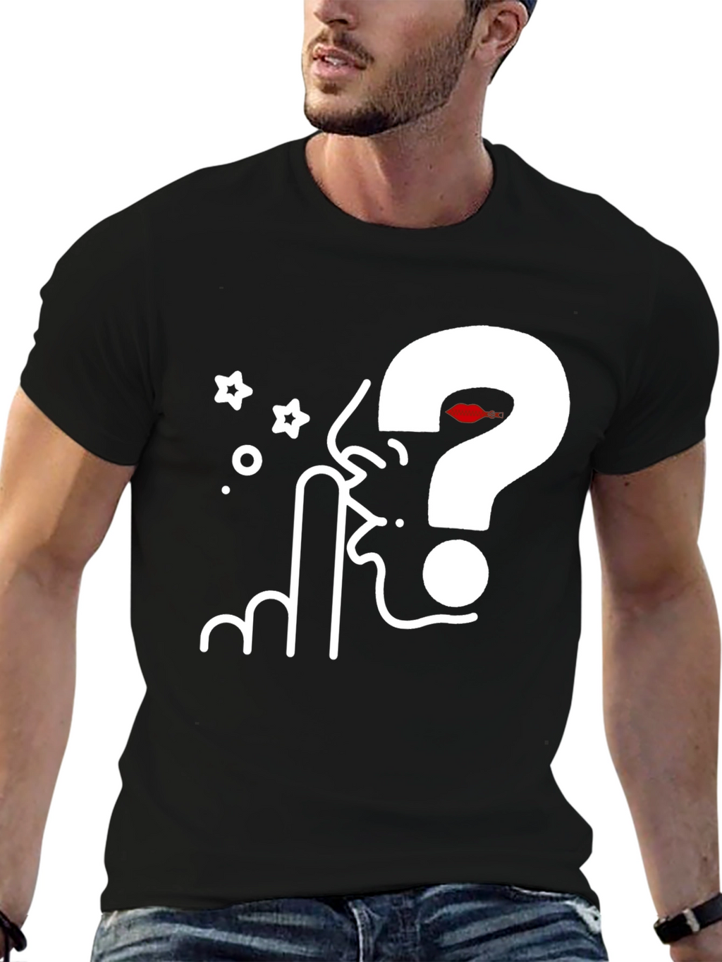 Question Silence Graphic Tee - Black Cotton Blend