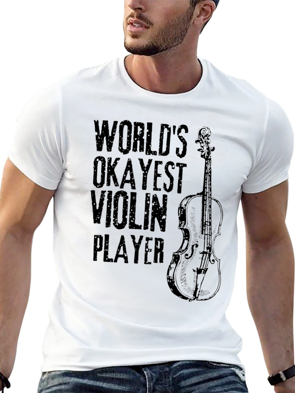 Worlds Okayest Violin Player Black Graphic Tee