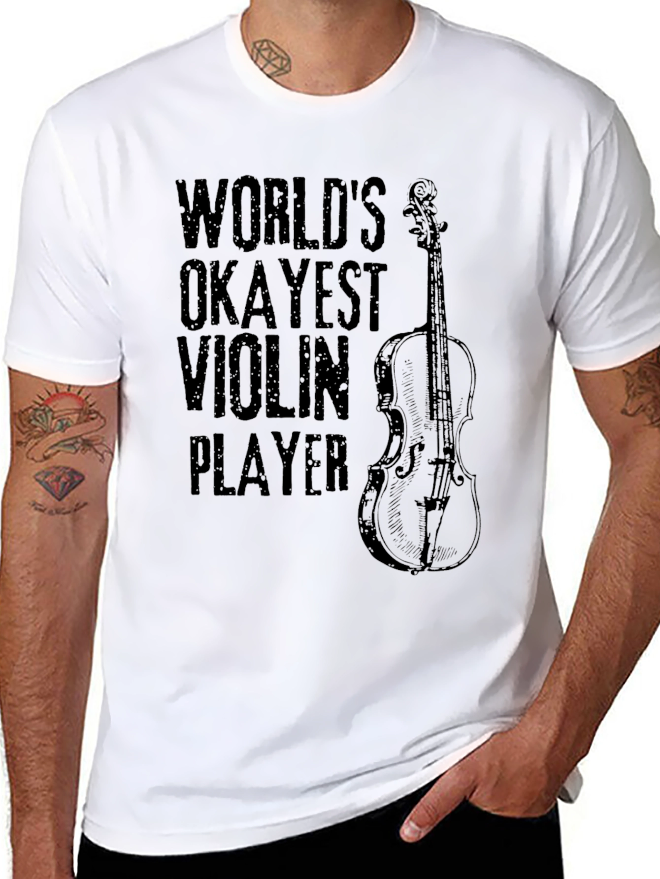 Worlds Okayest Violin Player Black Graphic Tee