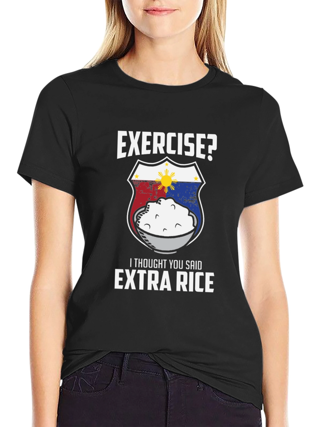 Exercise? Extra Rice Funny Graphic Tee