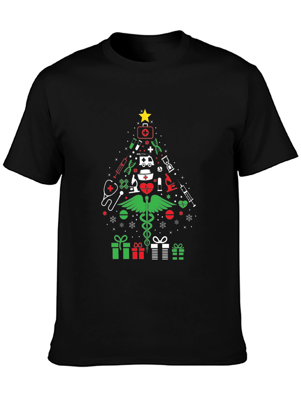 Nurse Christmas Tree Graphic T-Shirt