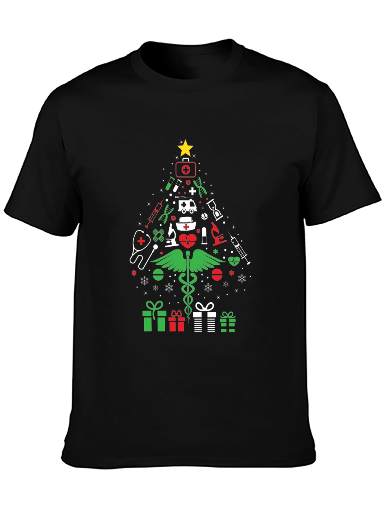 Nurse Christmas Tree Graphic T-Shirt