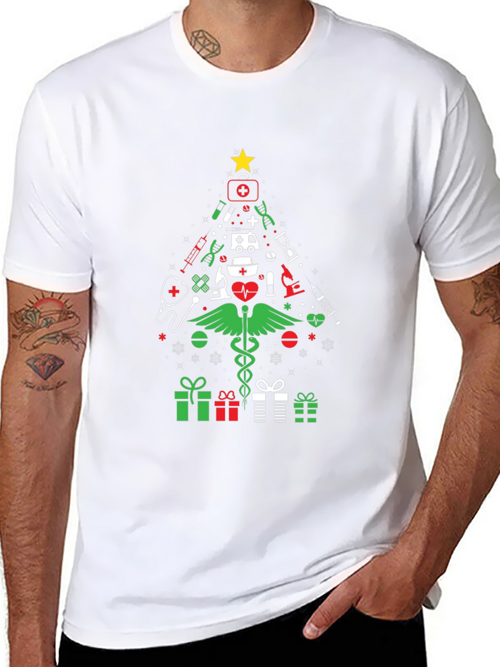 Nurse Christmas Tree Graphic T-Shirt