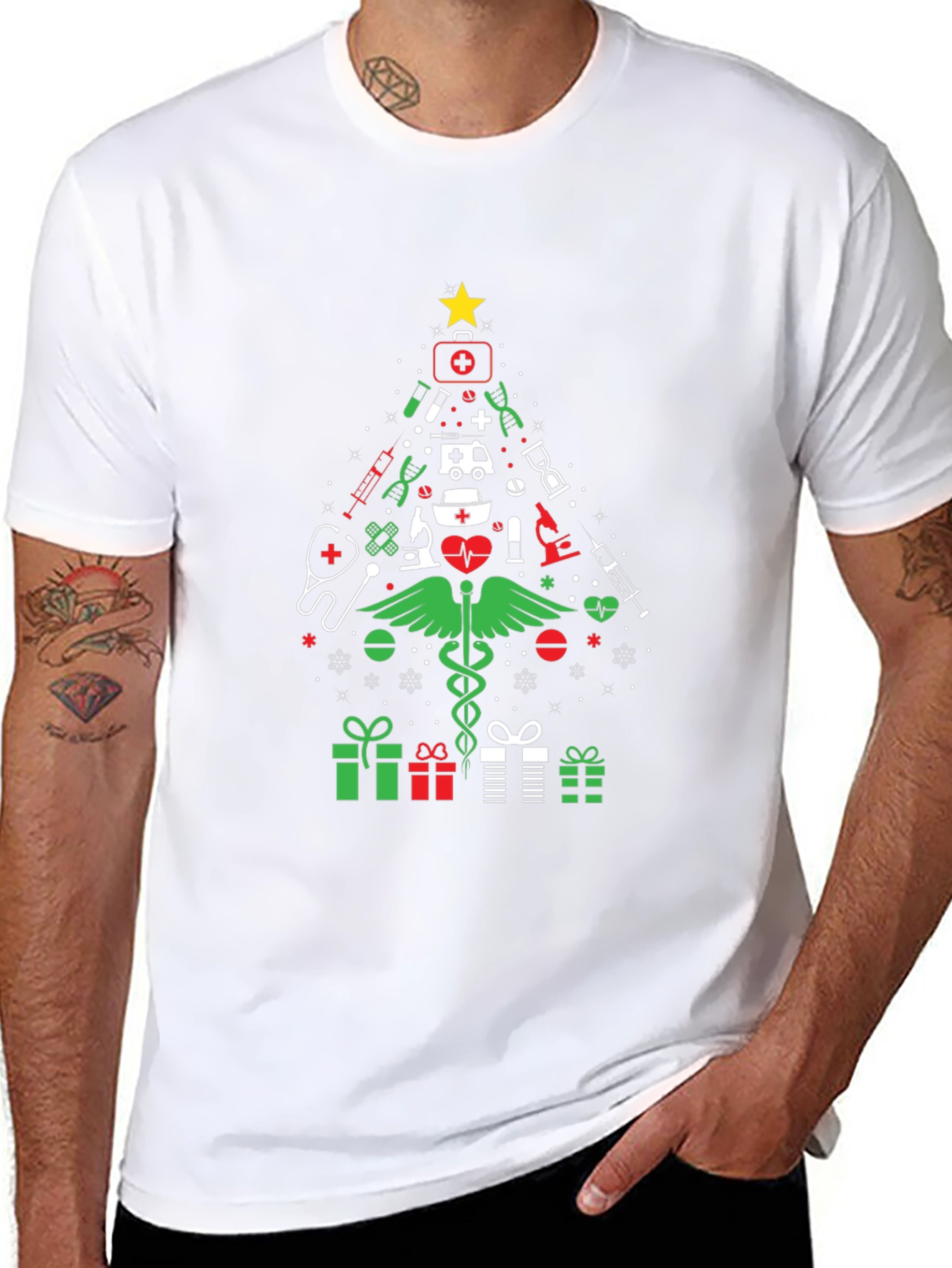Nurse Christmas Tree Graphic T-Shirt