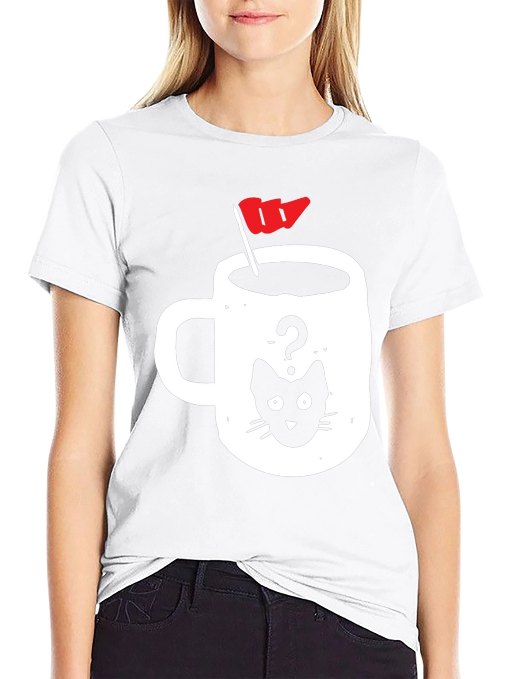 Cat Coffee Cup Graphic Tee
