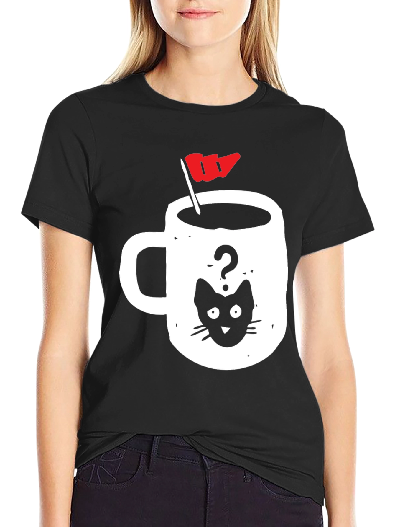 Cat Coffee Cup Graphic Tee