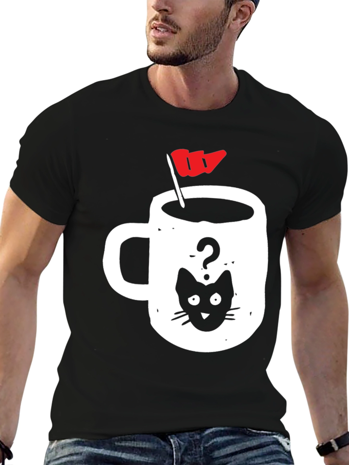 Cat Coffee Cup Graphic Tee