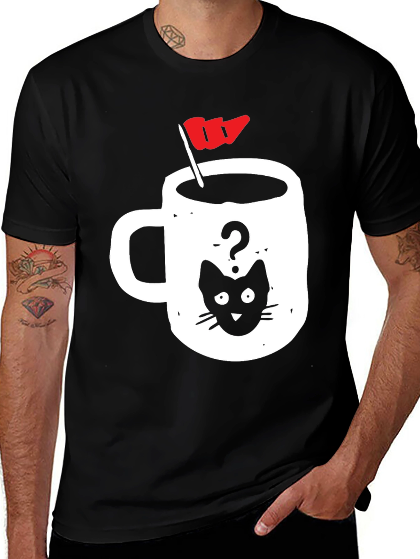 Cat Coffee Cup Graphic Tee