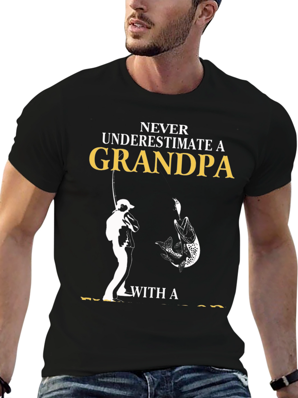 Never Underestimate a Grandpa Fishing T-Shirt