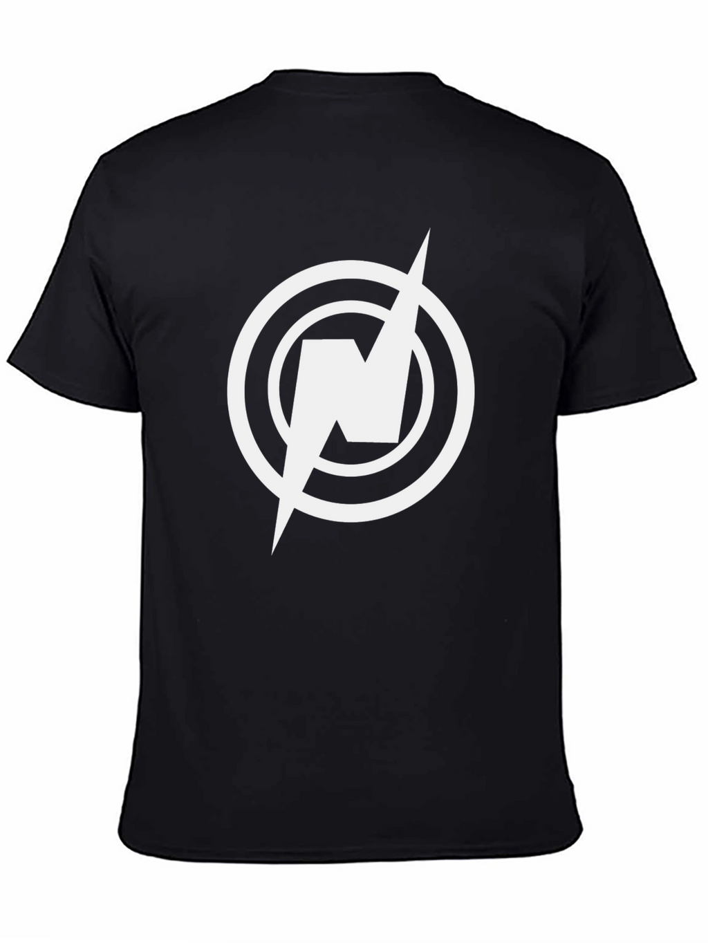Black T-Shirt with Circular Lightning Bolt Logo
