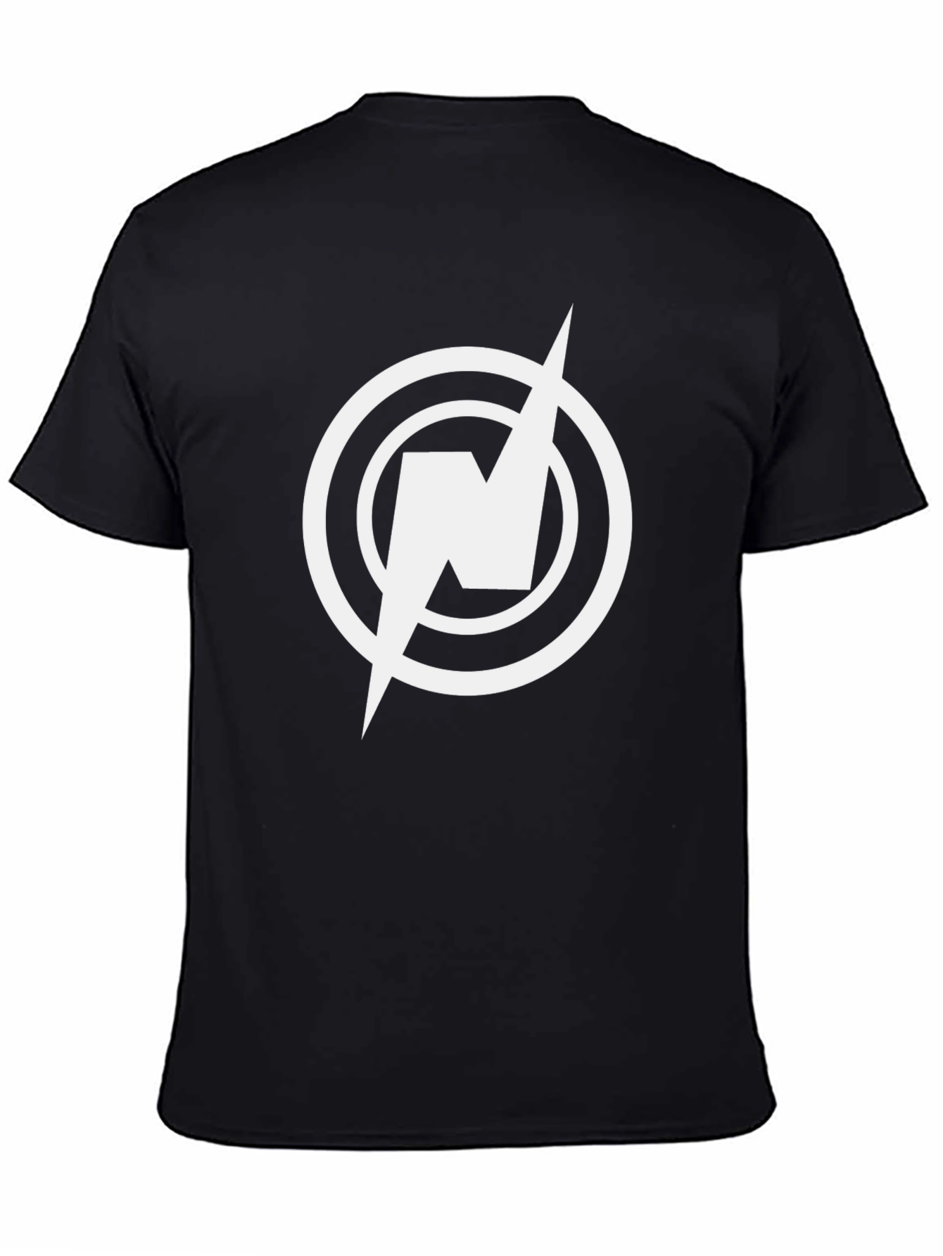Black T-Shirt with Circular Lightning Bolt Logo