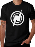 Black T-Shirt with Circular Lightning Bolt Logo