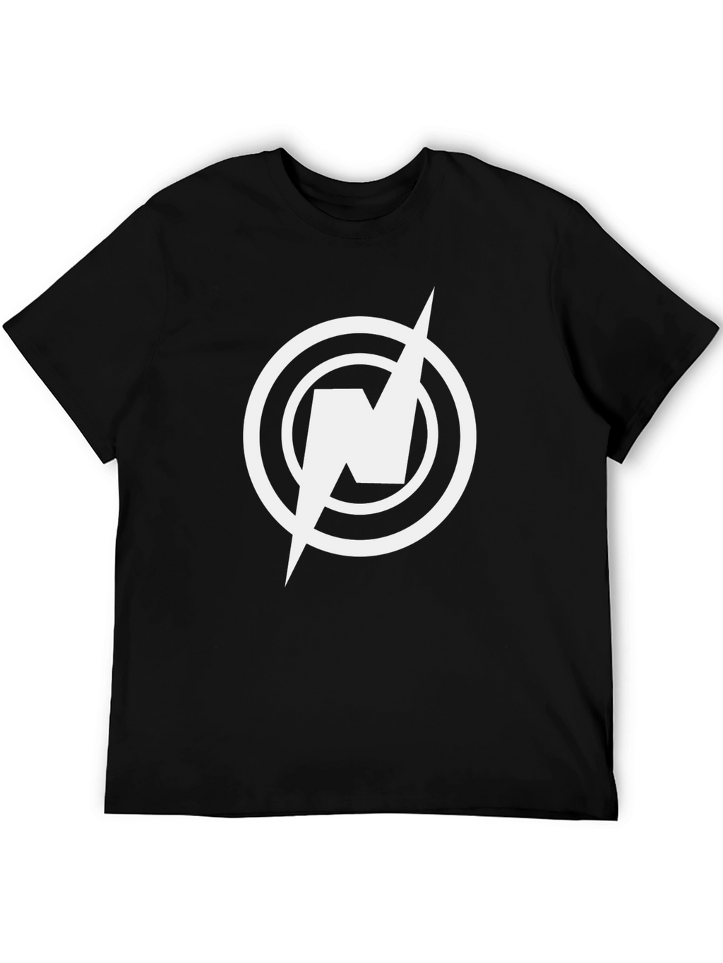 Black T-Shirt with Circular Lightning Bolt Logo