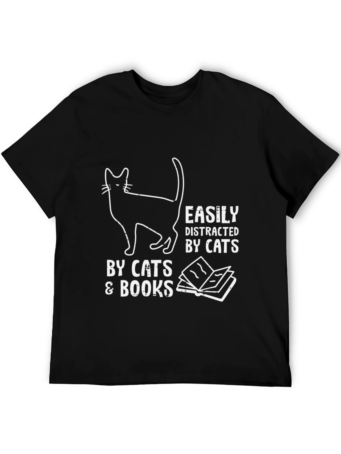 Easily Distracted by Cats and Books T-Shirt