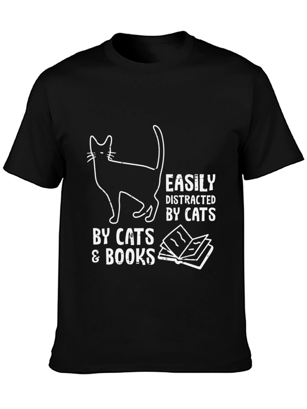 Easily Distracted by Cats and Books T-Shirt