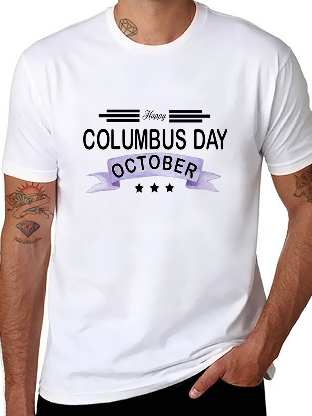 Happy Columbus Day October Black T-Shirt