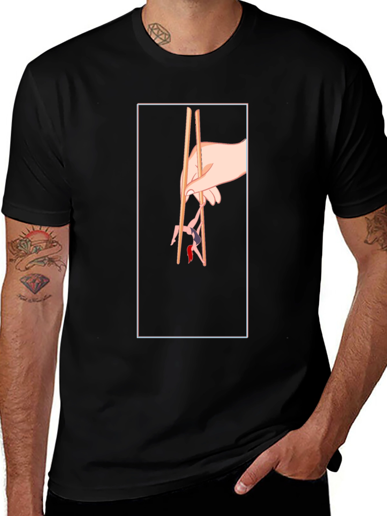 Chopstick Graphic Tee - Unique Hand Design