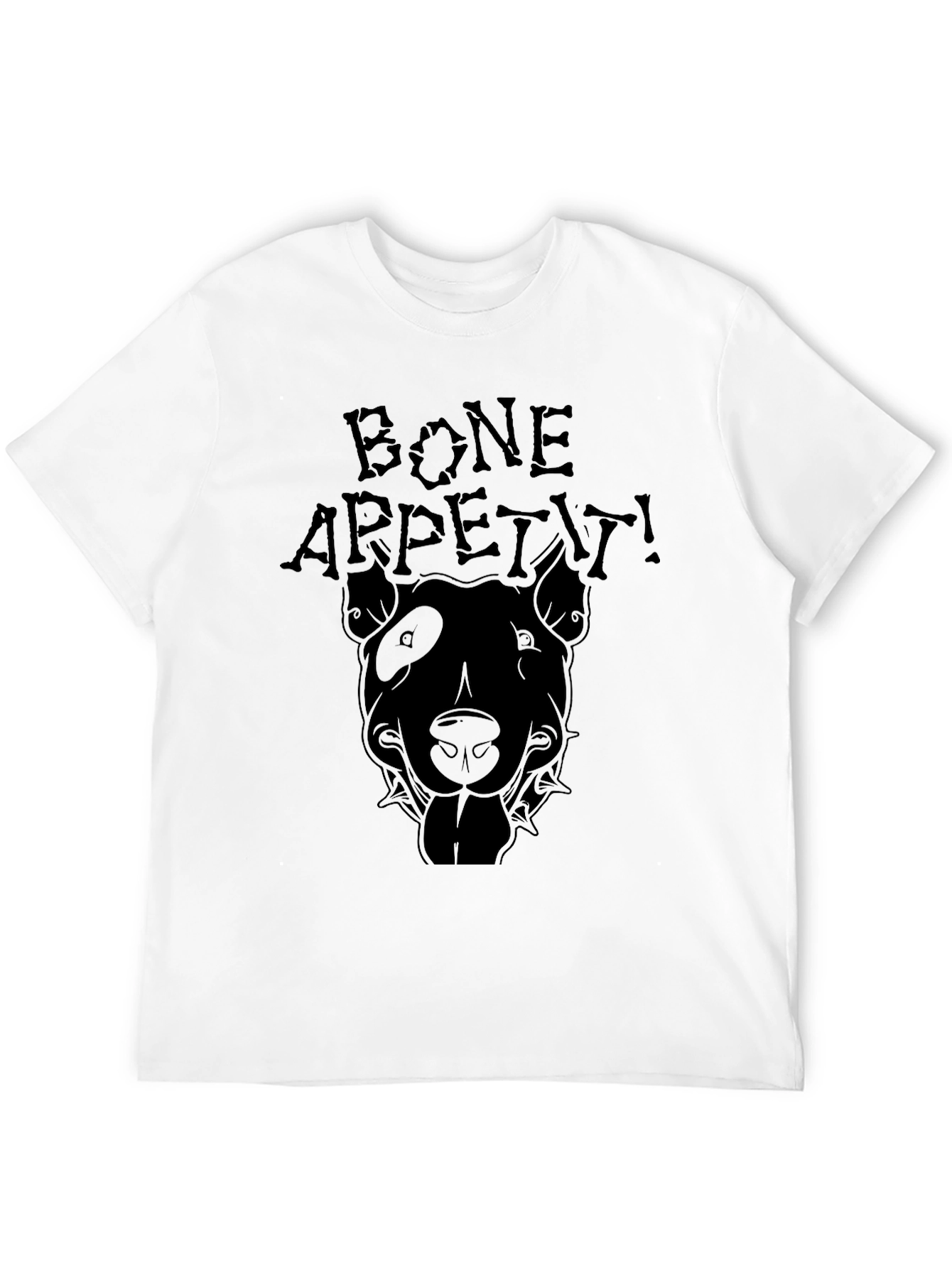Bone Appetit Dog Graphic Black T-Shirt