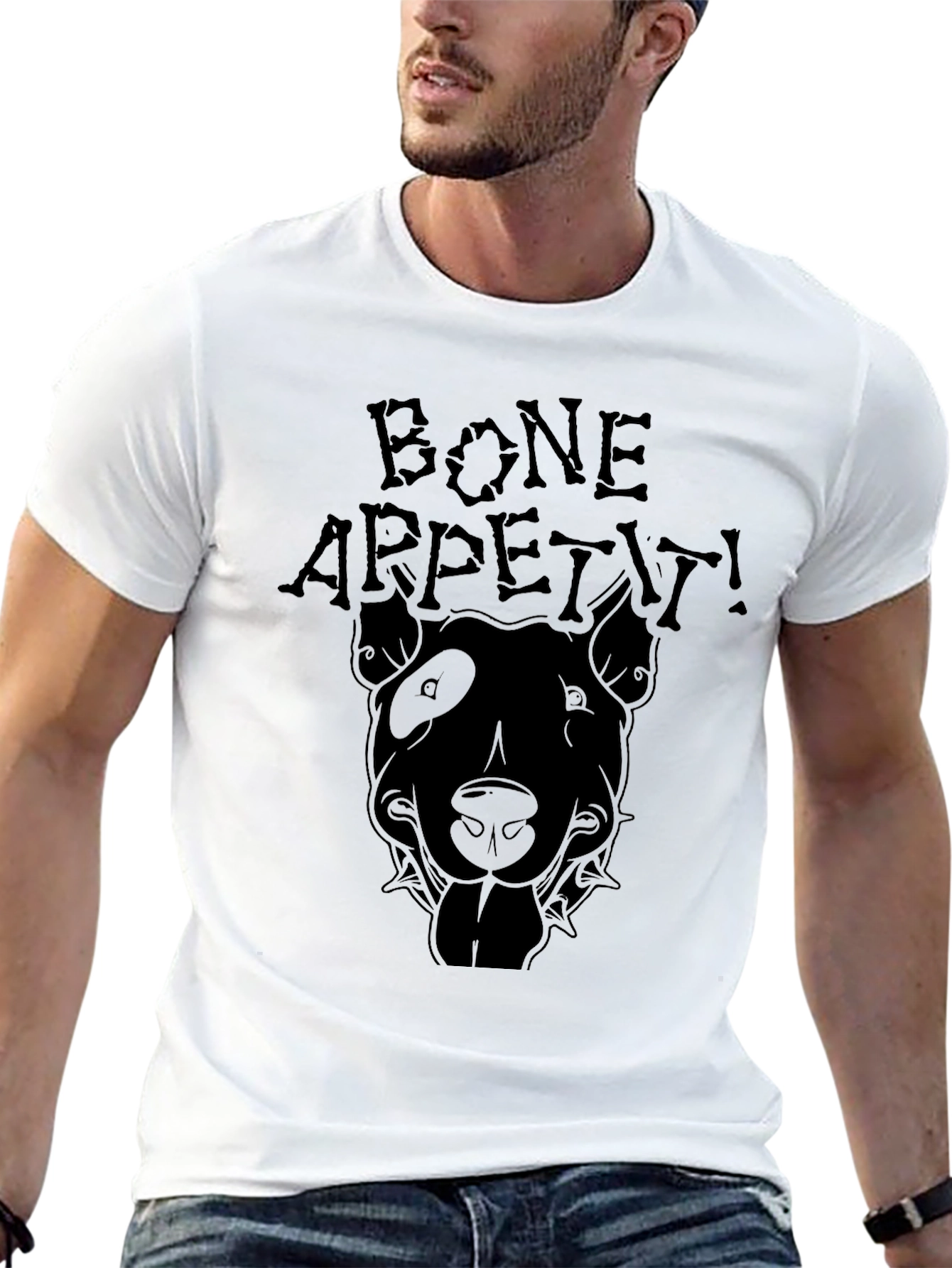 Bone Appetit Dog Graphic Black T-Shirt