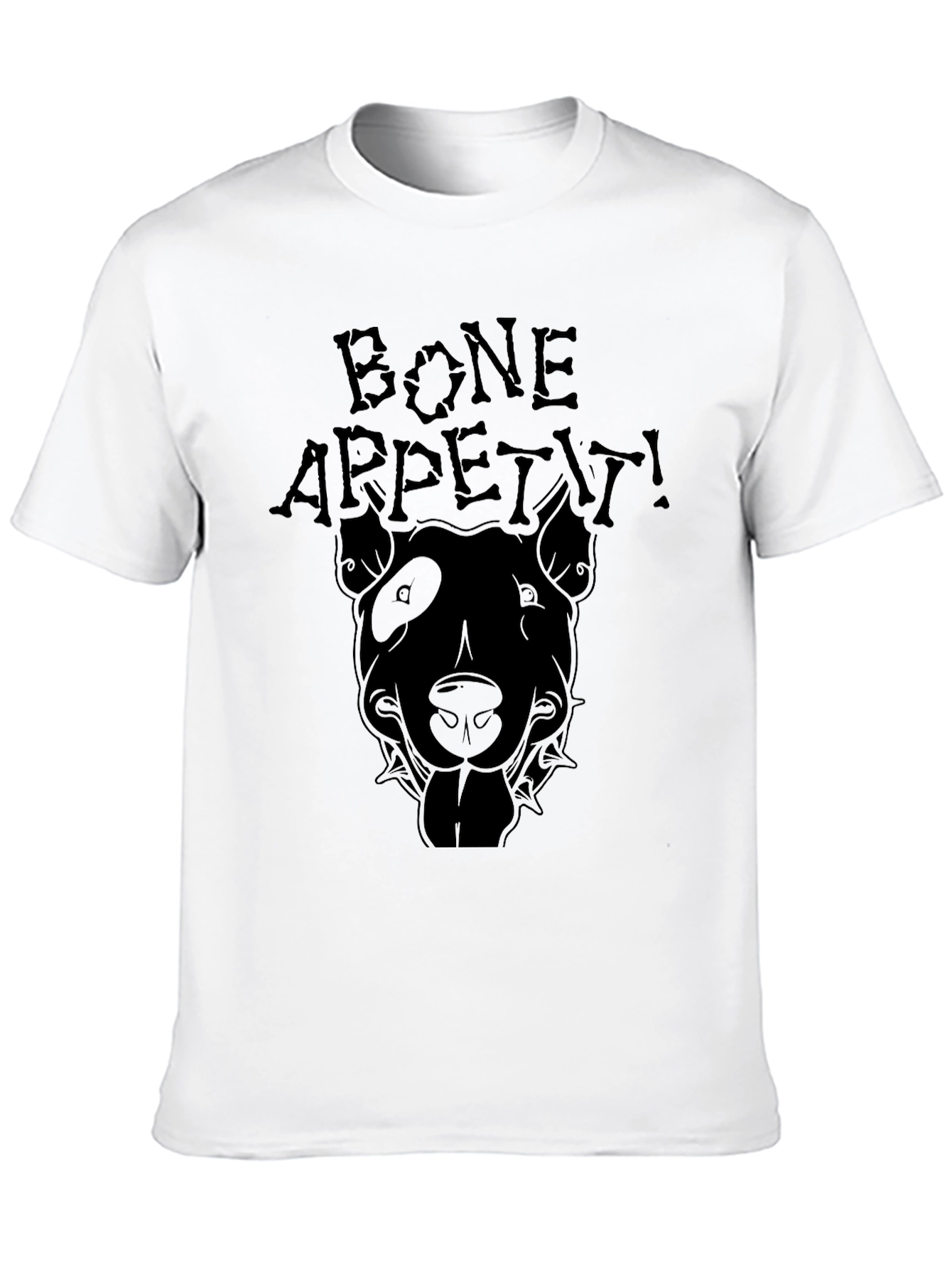 Bone Appetit Dog Graphic Black T-Shirt