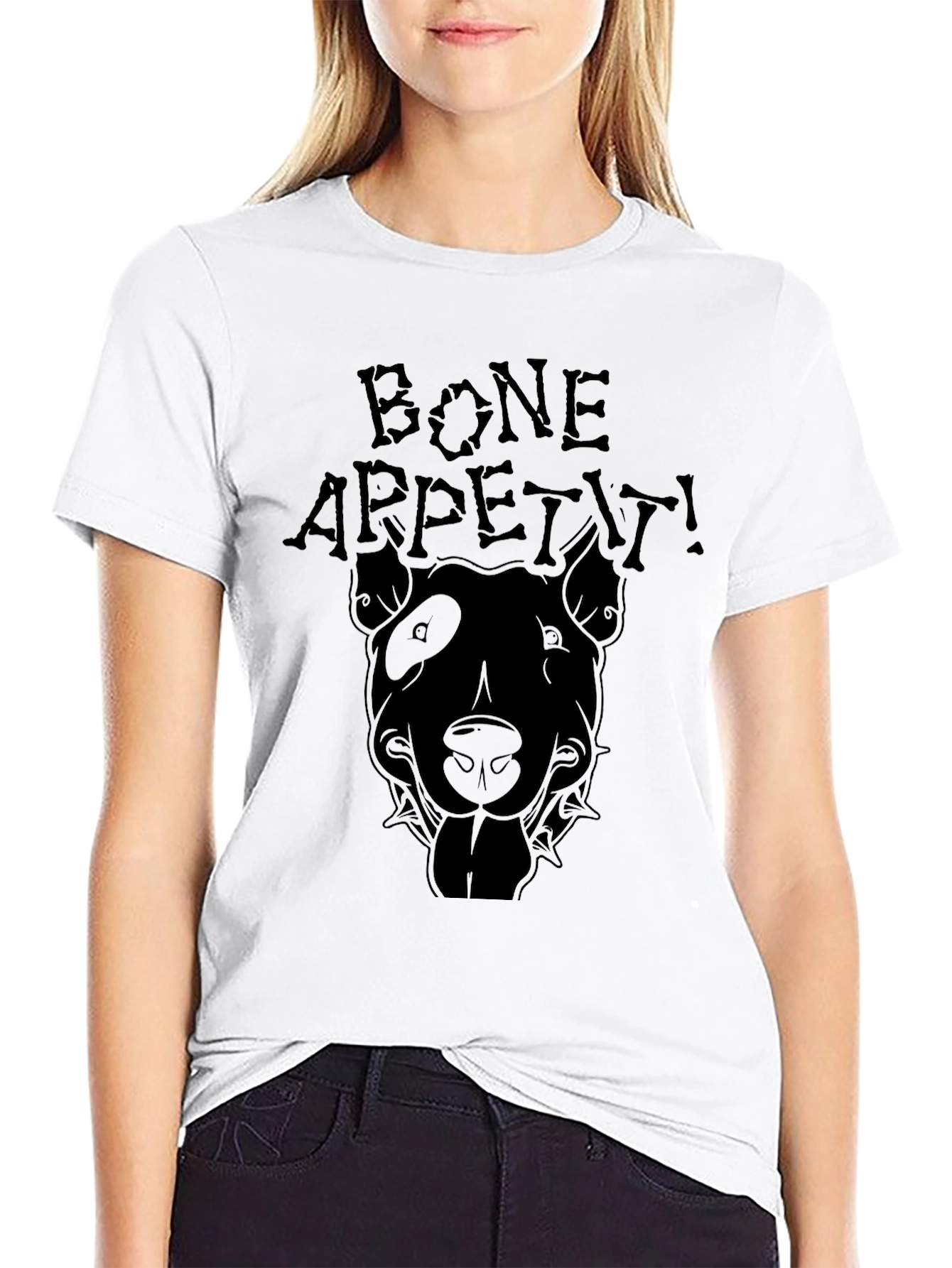 Bone Appetit Dog Graphic Black T-Shirt