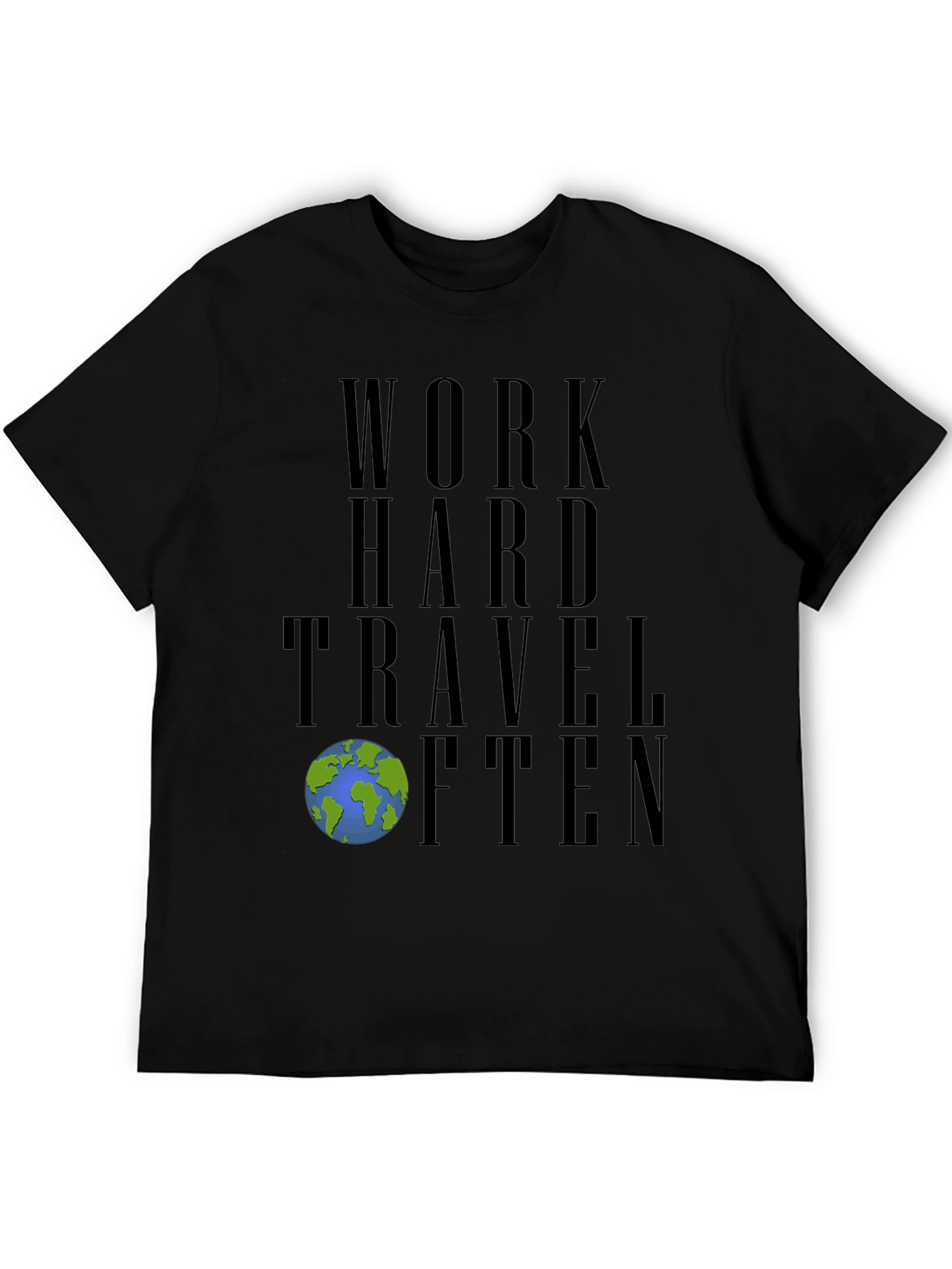 Work Hard Travel Often Black Graphic Tee