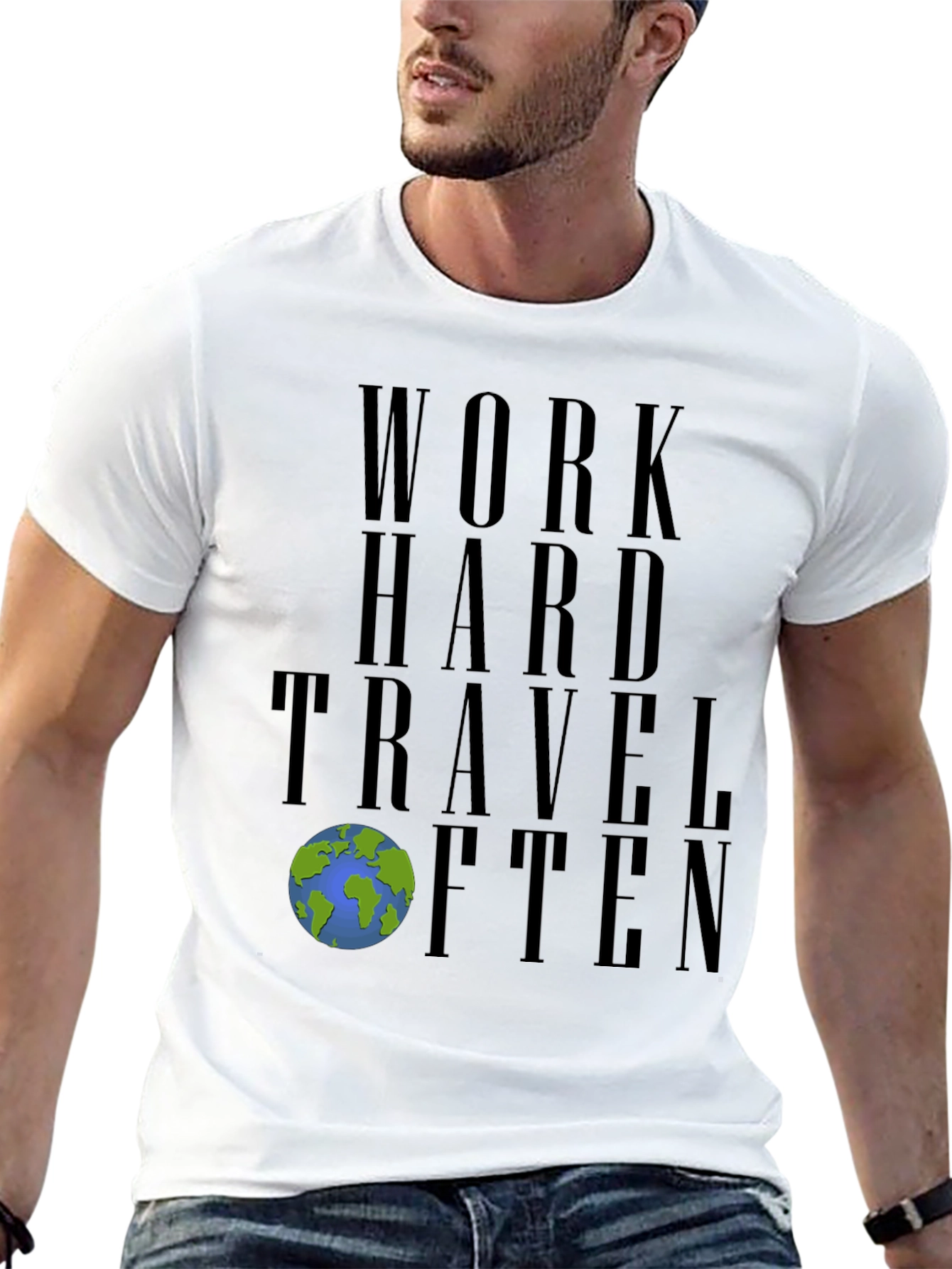 Work Hard Travel Often Black Graphic Tee