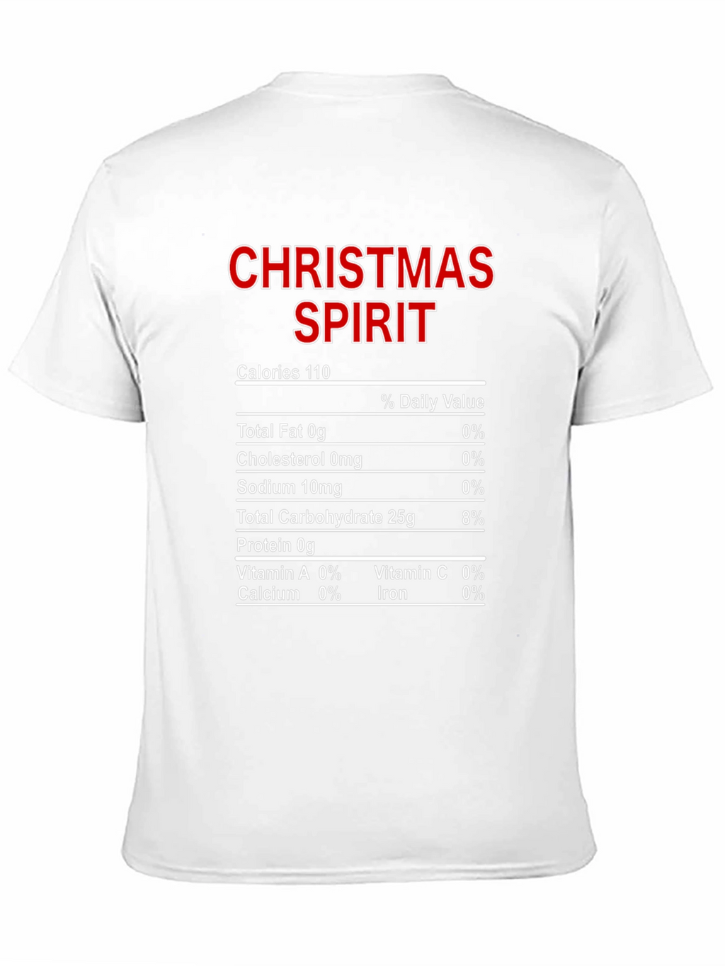 Christmas Spirit Nutrition Facts Black T-Shirt