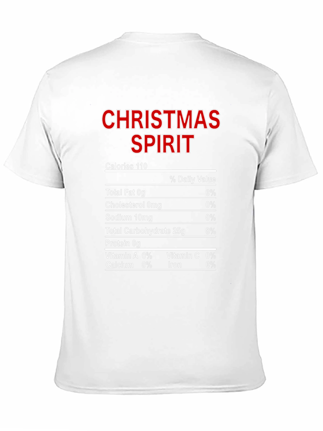 Christmas Spirit Nutrition Facts Black T-Shirt