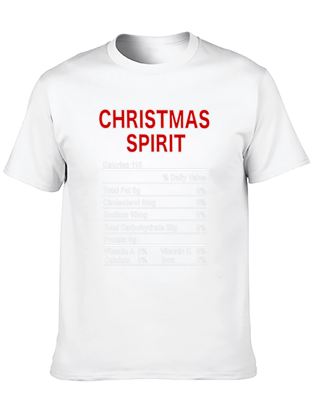 Christmas Spirit Nutrition Facts Black T-Shirt