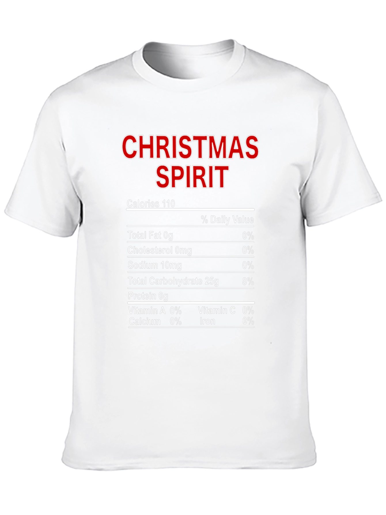 Christmas Spirit Nutrition Facts Black T-Shirt