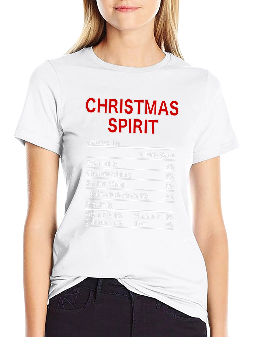 Christmas Spirit Nutrition Facts Black T-Shirt