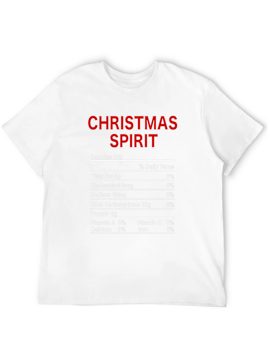 Christmas Spirit Nutrition Facts Black T-Shirt