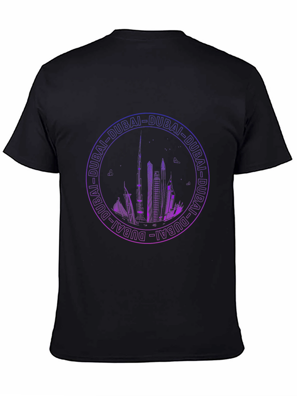 Dubai Skyline Graphic Print Black T-Shirt