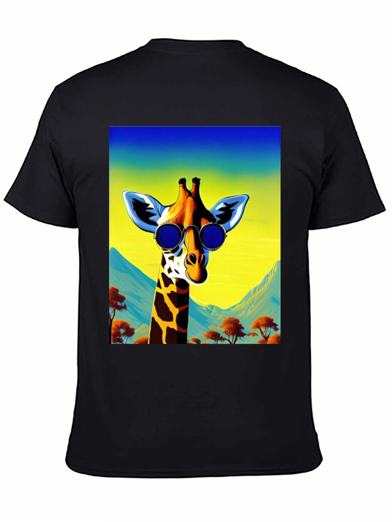 Cool Giraffe Graphic Tee - Black Cotton Shirt