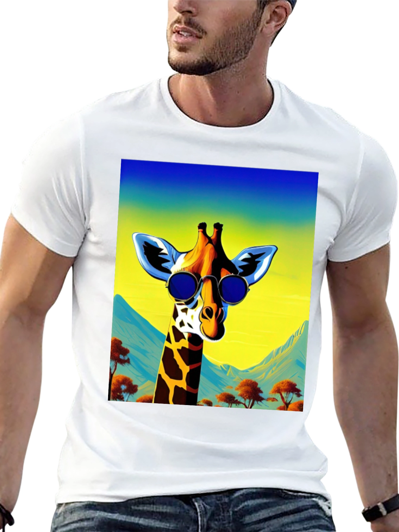 Cool Giraffe Graphic Tee - Black Cotton Shirt