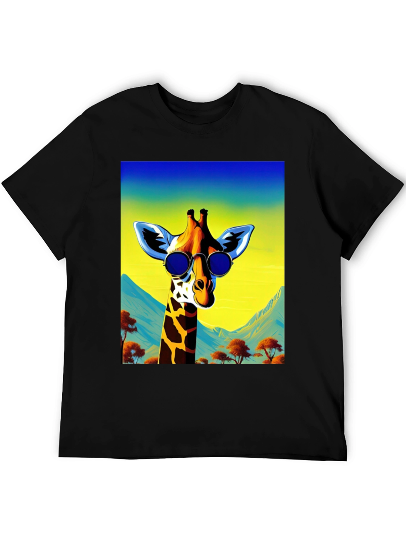 Cool Giraffe Graphic Tee - Black Cotton Shirt