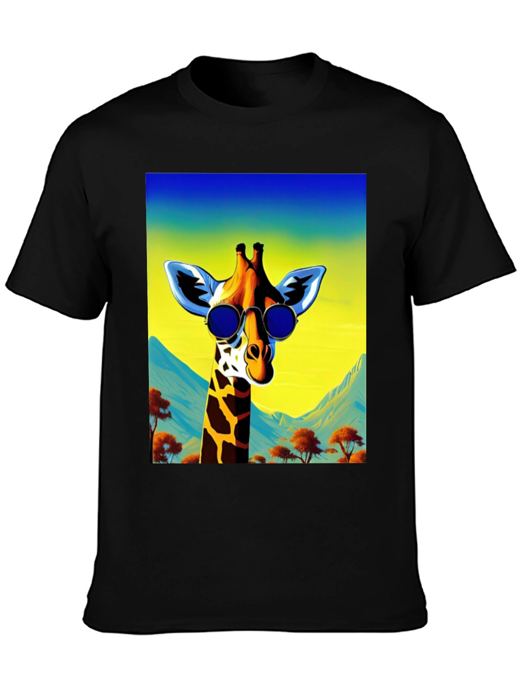Cool Giraffe Graphic Tee - Black Cotton Shirt