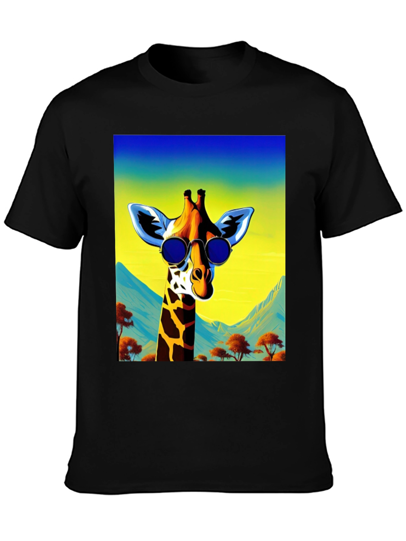 Cool Giraffe Graphic Tee - Black Cotton Shirt