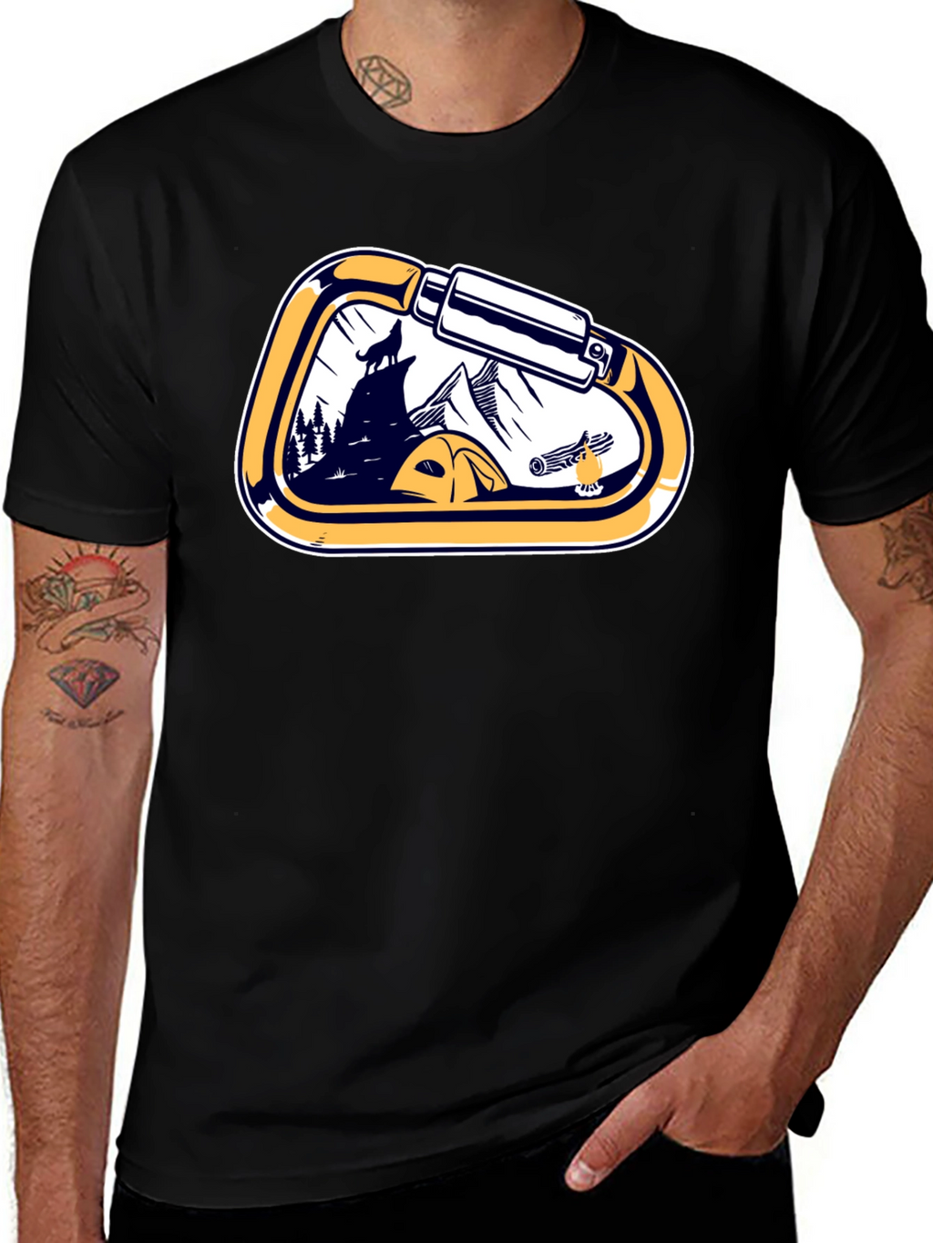 Outdoor Adventure Carabiner Camping Black T-Shirt