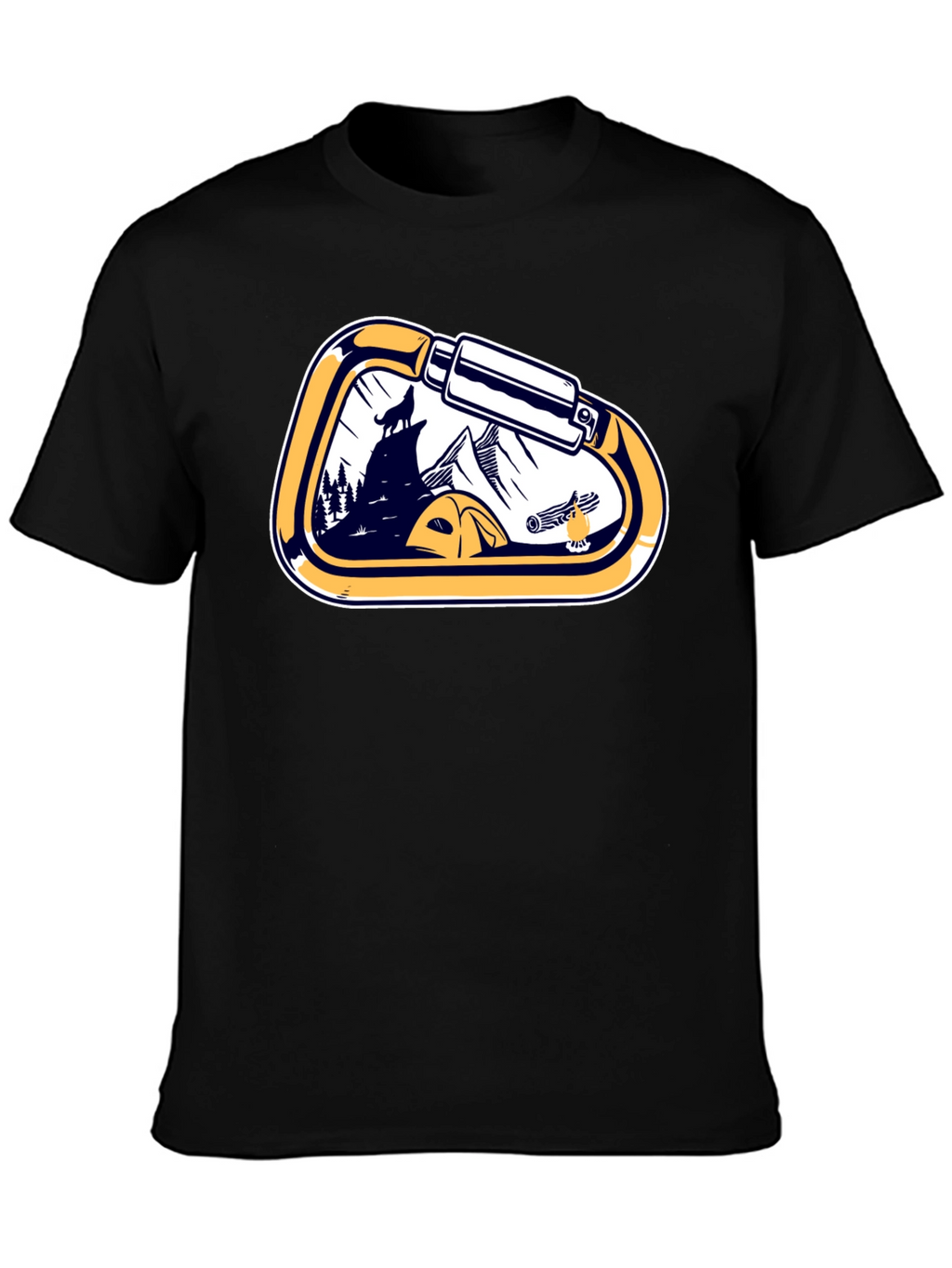 Outdoor Adventure Carabiner Camping Black T-Shirt