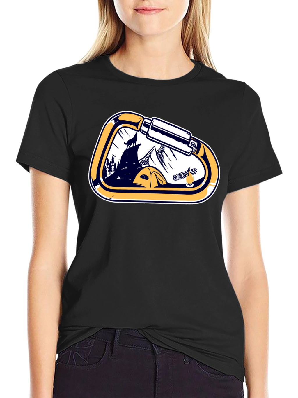 Outdoor Adventure Carabiner Camping Black T-Shirt