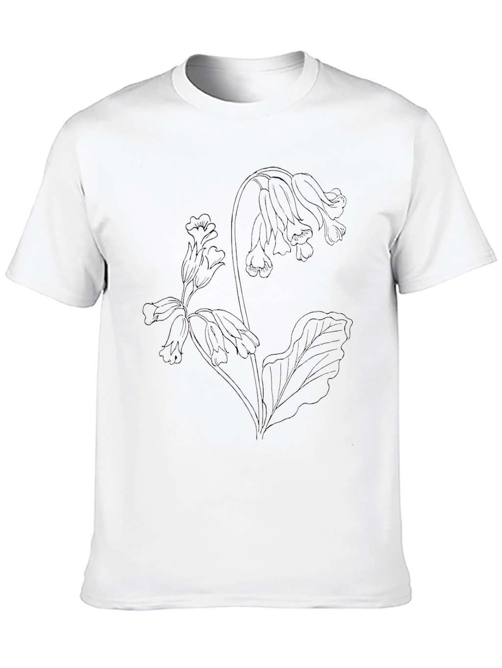 Black Floral Line Art T-Shirt