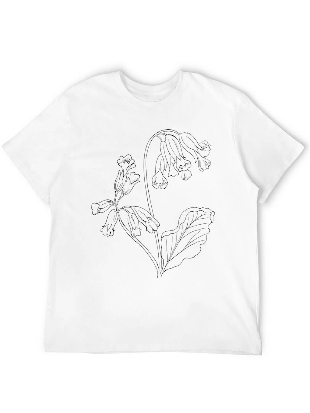 Black Floral Line Art T-Shirt