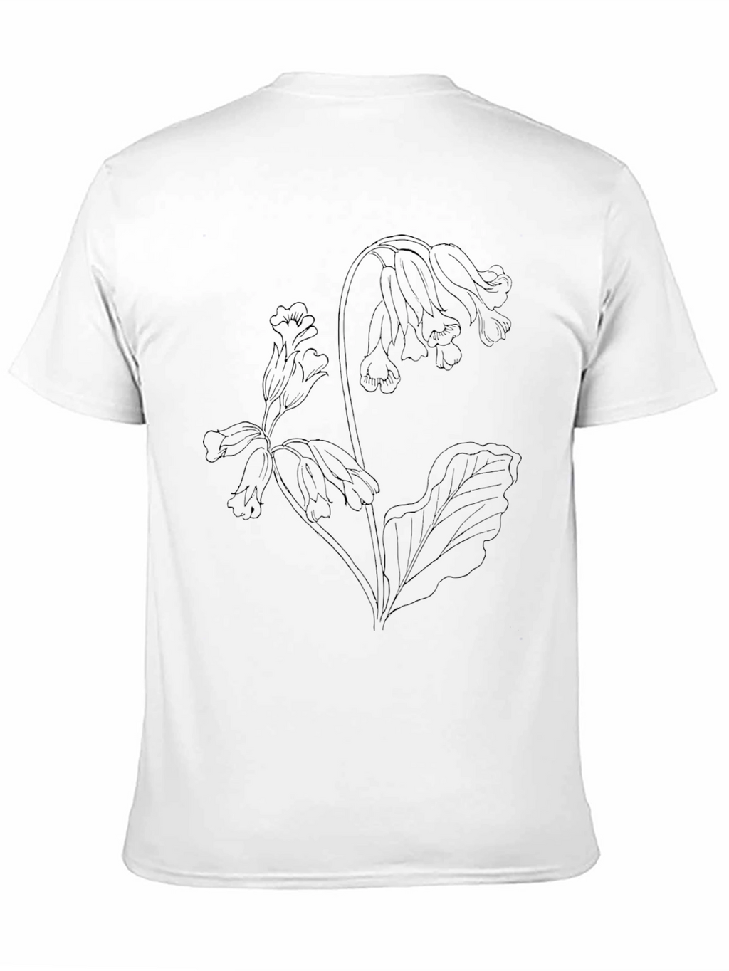 Black Floral Line Art T-Shirt